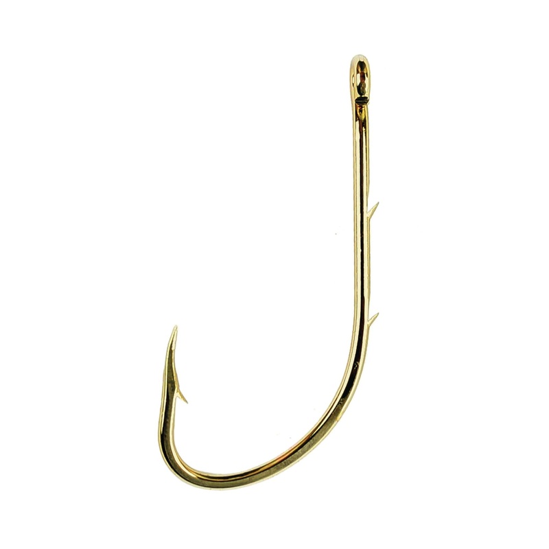 Eagle Claw Straight Eye Offset Baitholder Hook Gold 1 Standard