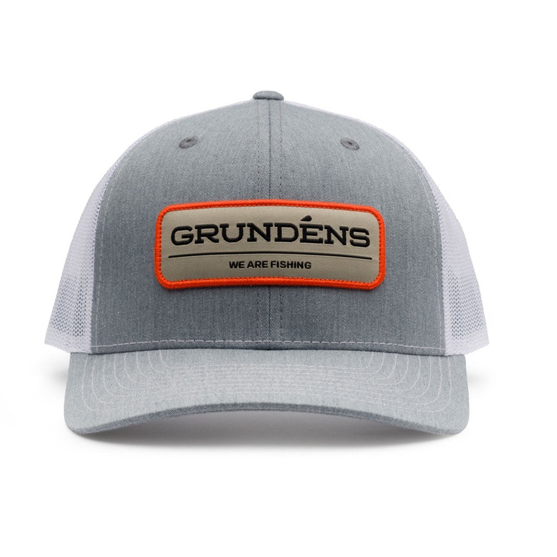 Grundens We are Fishing Trucker Hat Heather Grey/White