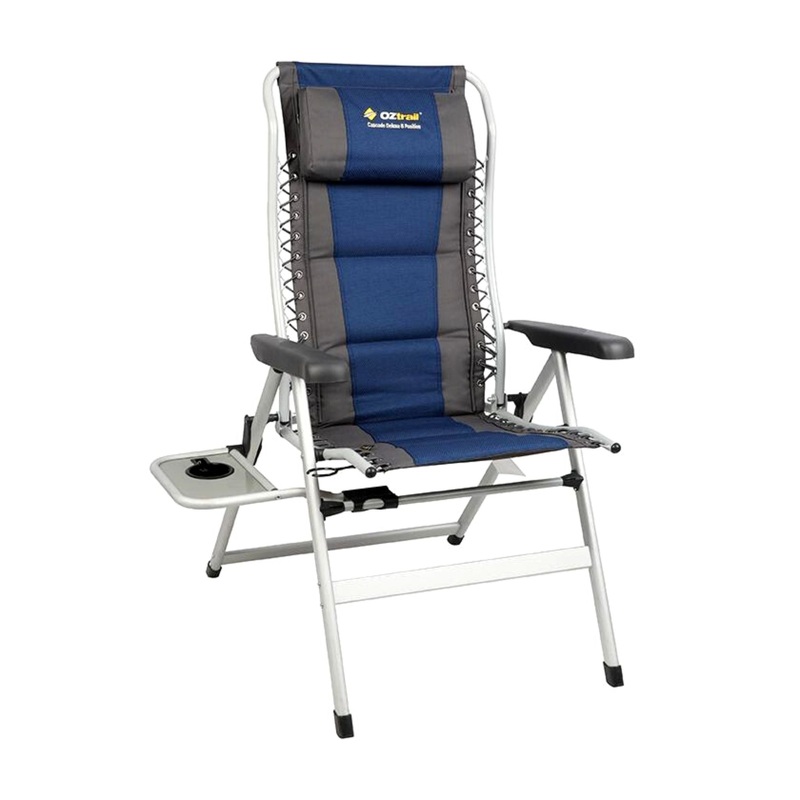 Oztrail Cascade Deluxe 8 Position Recliner With Side Table