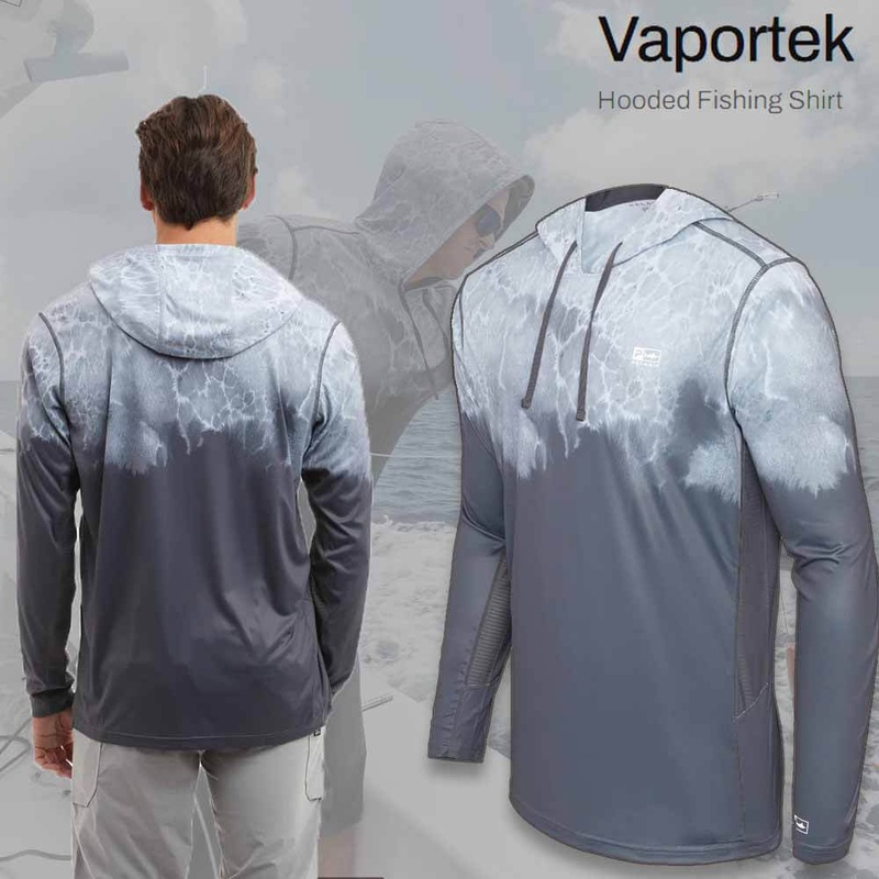 Pelagic Vaportek Hooded Graphite Prop Wash Performance Shirt 3X-LARGE