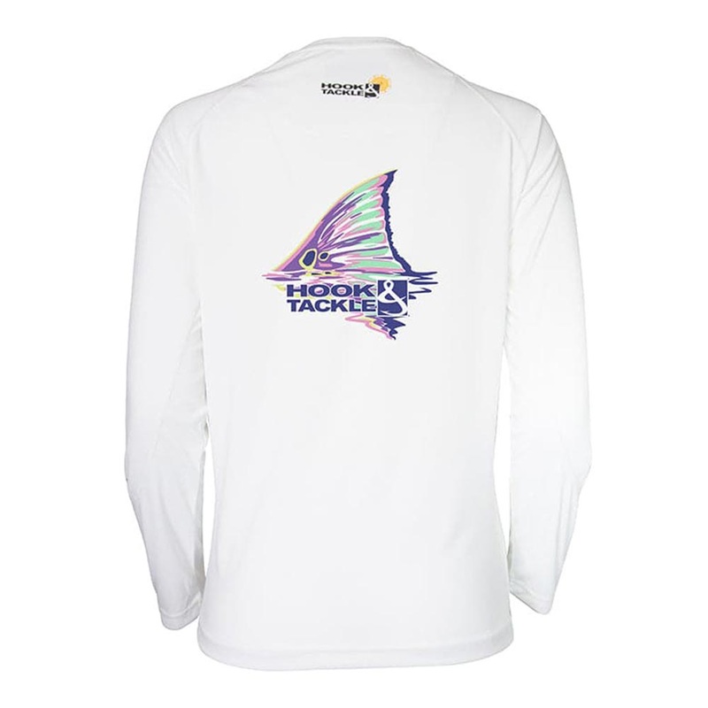 Hook & Tackle Women’s White Redfish Tail L/S Performance Shirt X-LARGE