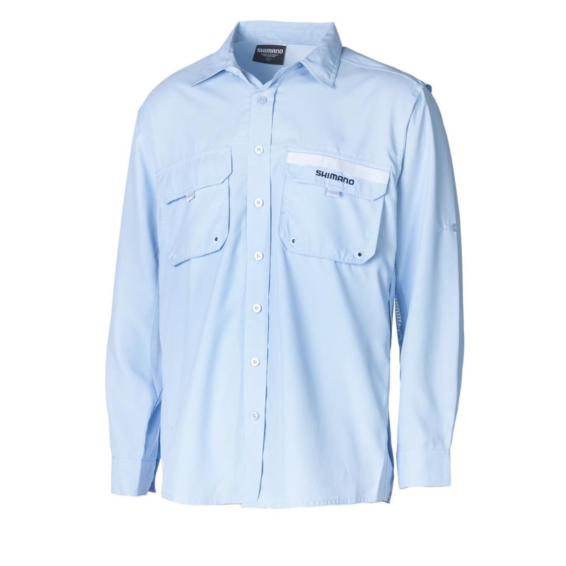 Shimano Blue Long Sleeve Vented Kids Fishing Shirt 10