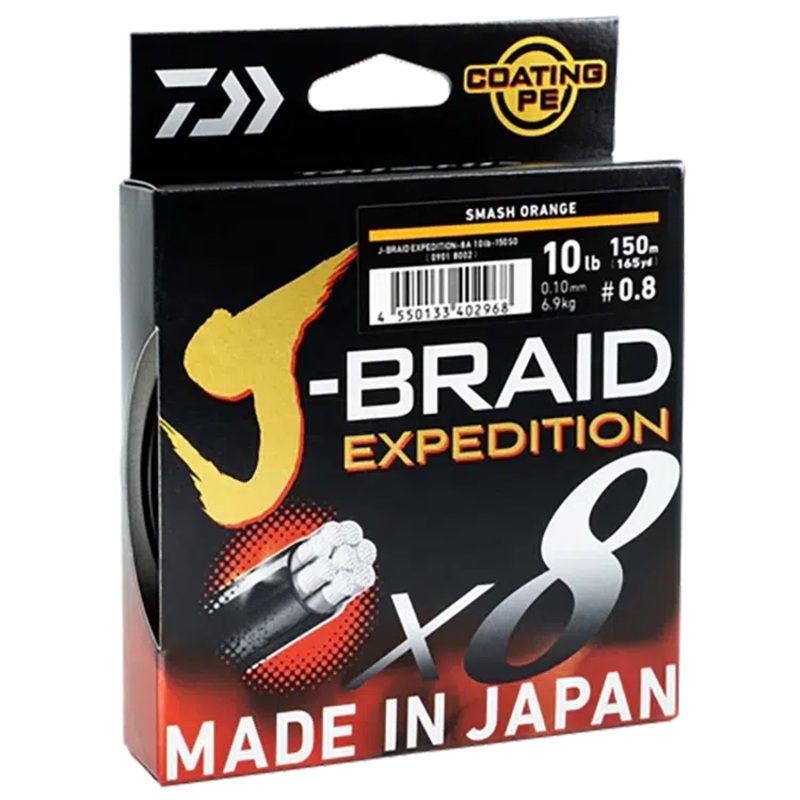 Daiwa J Braid Expedition x8 – 300m Orange #1.2 15lb