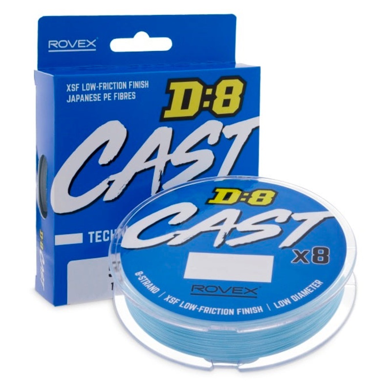 Rovex D:8 Cast Braided Fishing Line Glacier Blue – 300m 20lb