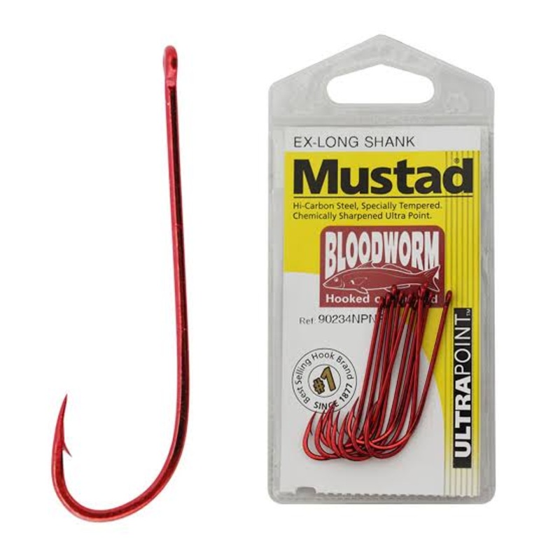 Mustad “BloodWorm” Ex-Long Shank hooks 12