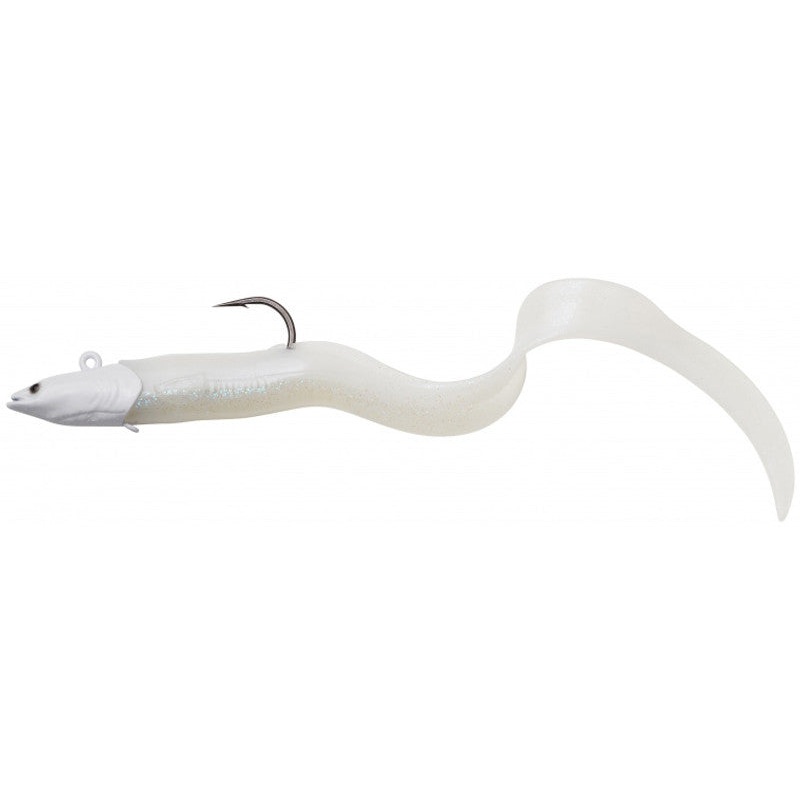 Savage Gear Real Eel Jig & Tails 2-1/3 oz.  8″ Rigged (1 extra tail) Albino Flash