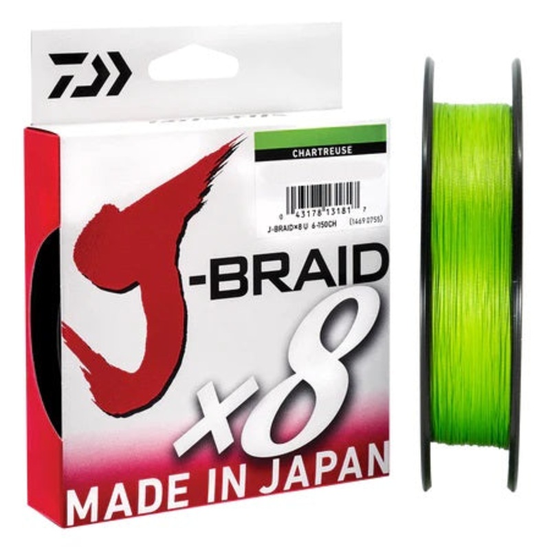 Daiwa J Braid X8 Braided Fishing Line Chartreuse 300m 10lb