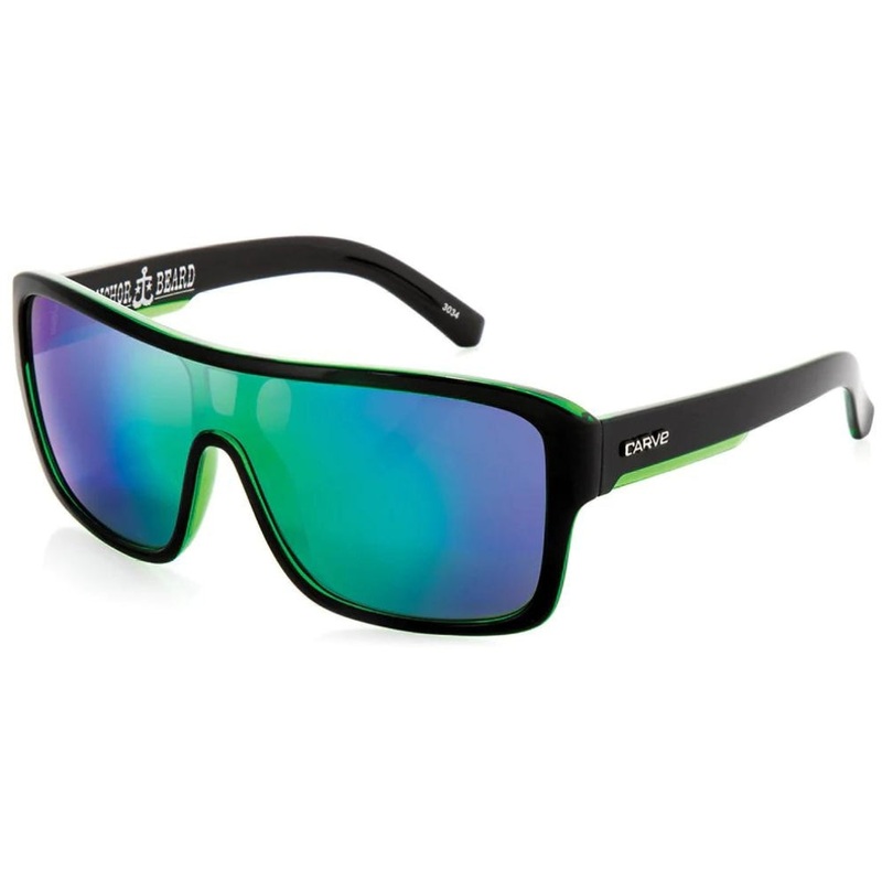Carve Anchor Beard Sunglasses Gloss Black Frame / Green Iridium Lens