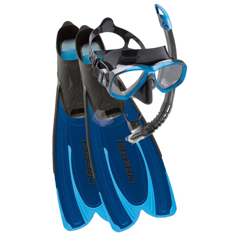 Cressi Agua Mask Snorkel Fin Set 35 36 Blue