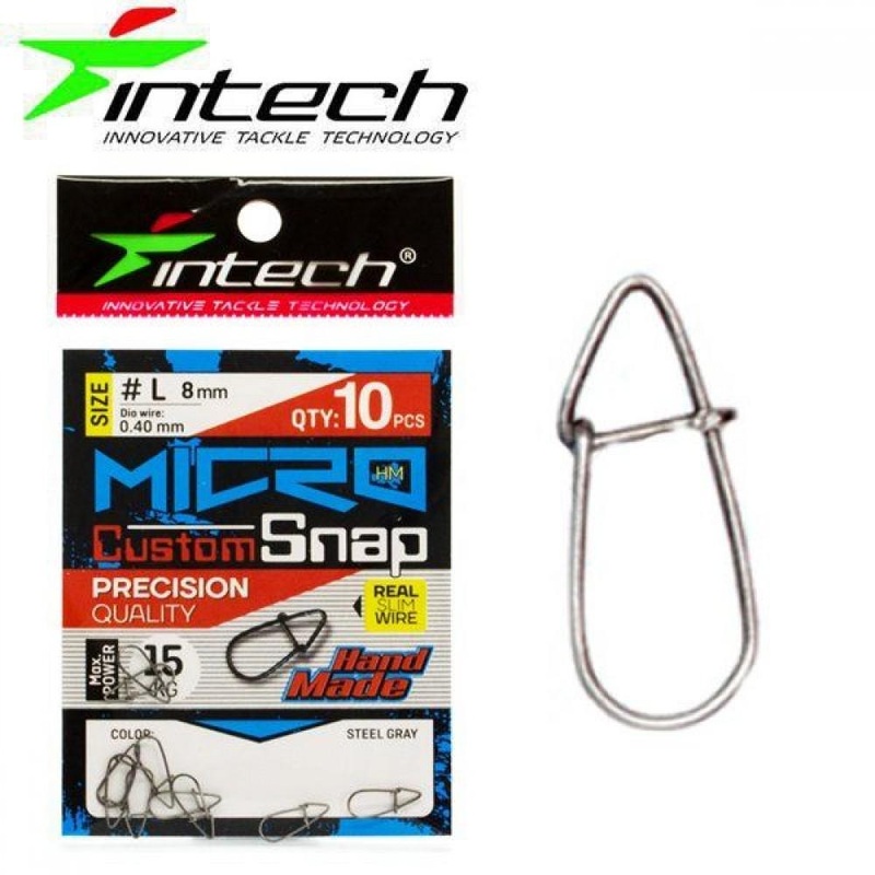 Agrafe Leurre Fait Main INTECH Micro Custom Snap (sachet) #L – 8mm – 15 kg – 10 pc