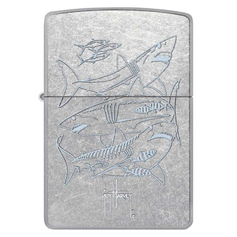 POCKET LIGHTER – ZIPPO –  Zippo Guy Harvey Shark Design, Street Chrome Lighter #48595