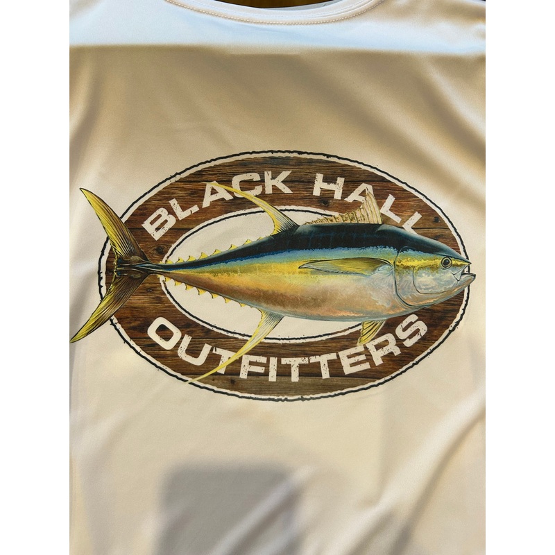 Black Hall Outfitters Yellowfin “Trophy Mount” UV Hooded Sun Shirt Light Blue S
