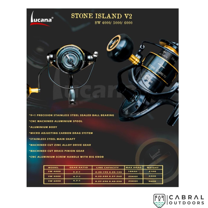 Lucana Stone Island V2-4000 – V2-6000 Spinning Reel SW4000