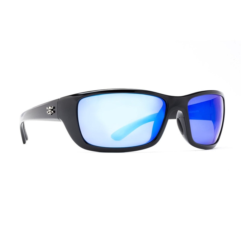 Calcutta Boca Polarized Fishing Sunglasses Shiny Black Frame / Blue Mirror