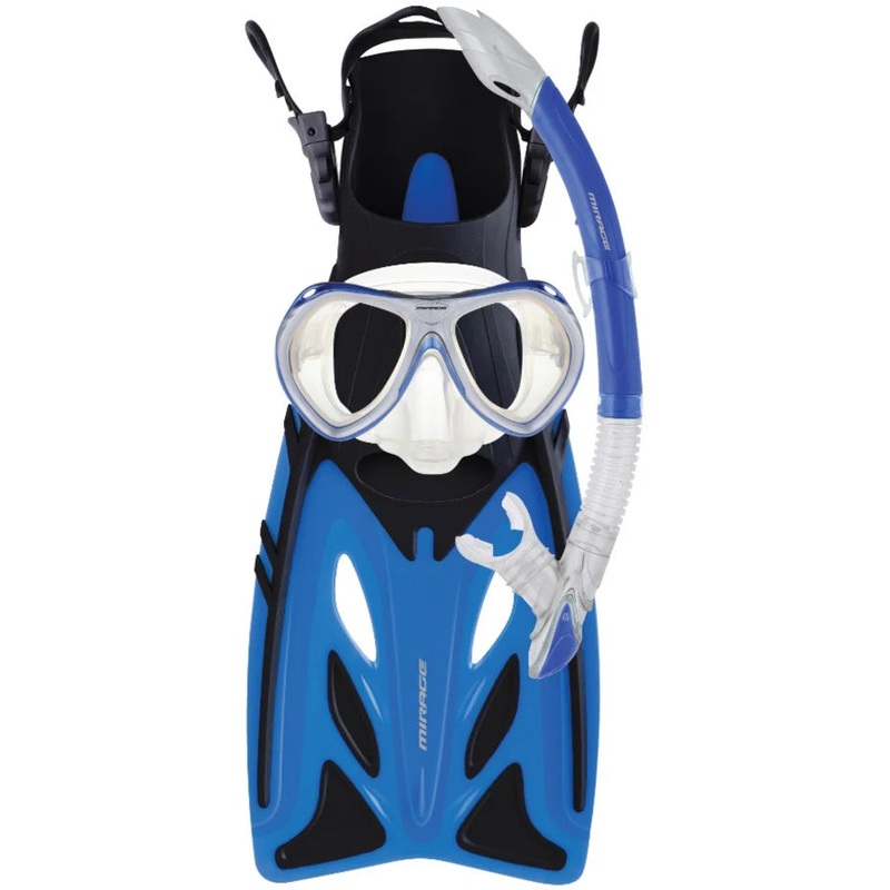 Mirage Crystal Junior Mask Snorkel Fin Set Blue Large / X Large