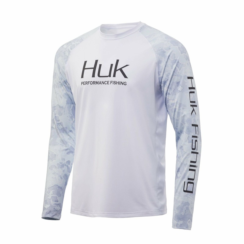 Huk Current Camo Double Header Vented LS Shirt H1200230 Small Kenai (453)