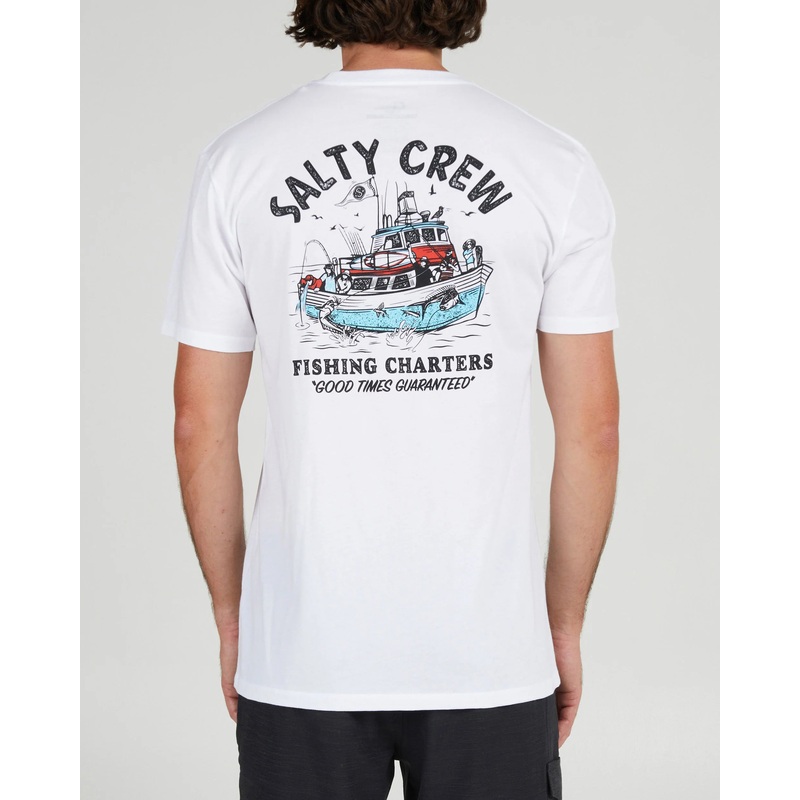 Salty Crew Fishing Charter Prem SS White M