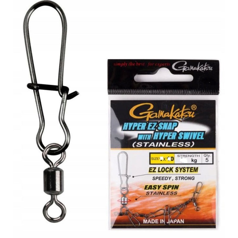 Agrafe Leurre GAMAKATSU Hyper EZ Snap+H-Swivel (sachet) – 5pc 0,8 (11 kg) – 5pc