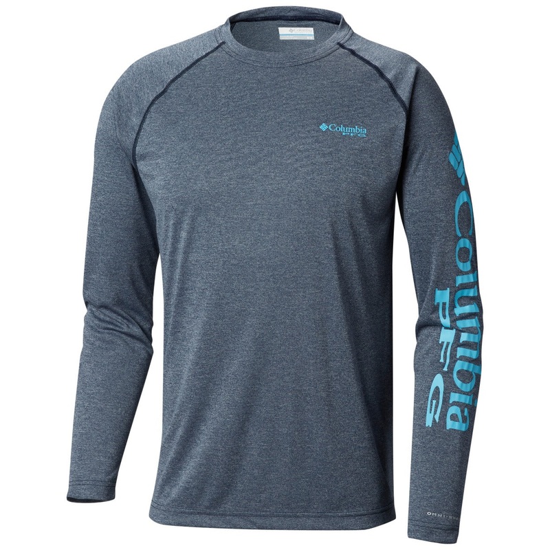 Columbia PFG Terminal Tackle Heather Long Sleeve Mens Shirt Dark Mountain Large