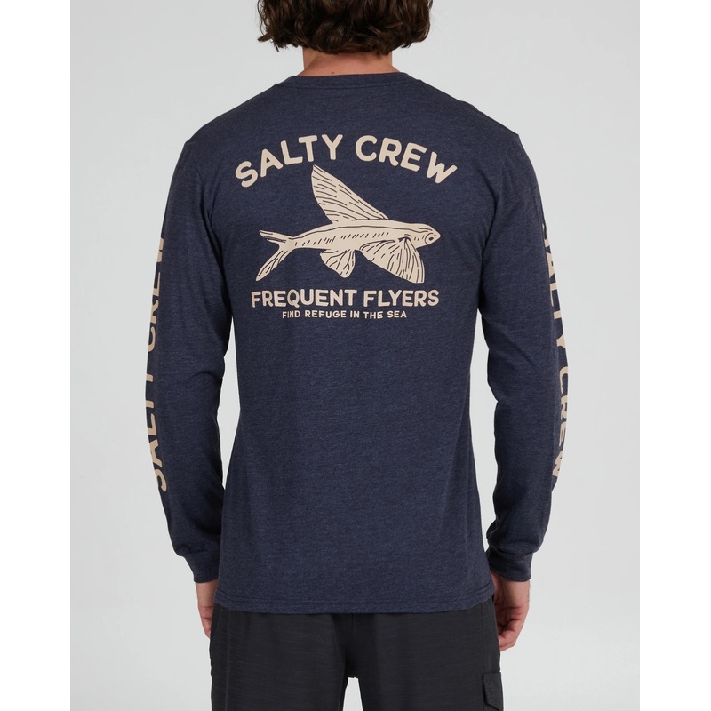 Salty Crew Frequent Flyer Prem LS Tee Navy Heather L