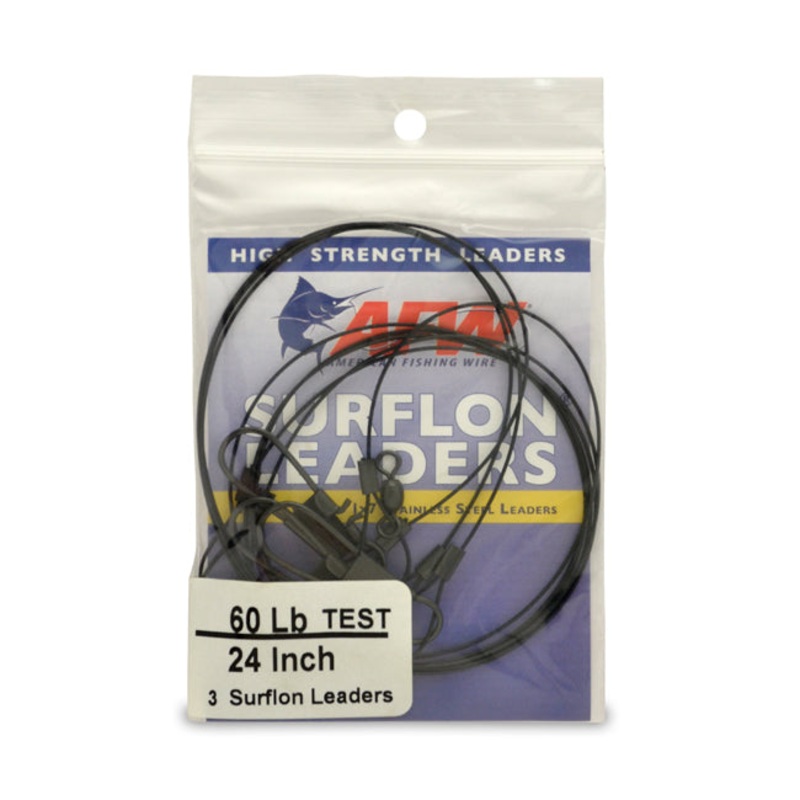 American Fishing Wire Surflon Nylon Coated 1×7 Stainless Leaders Black 20 Pound / 6 Inch 3 pc