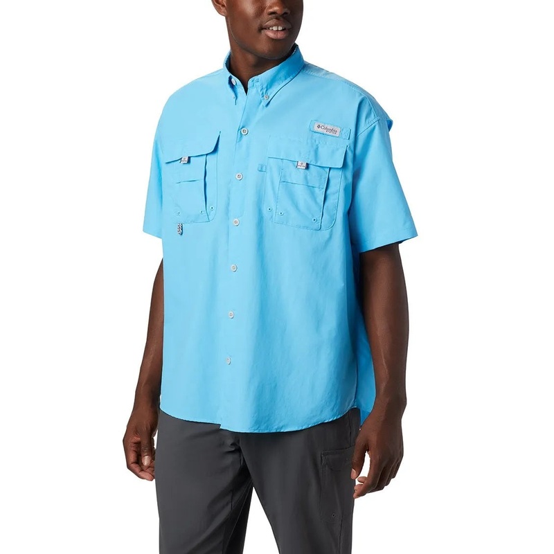 Columbia PFG Bahama Mens Short Sleeve Shirt Riptide Large