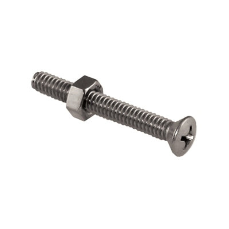 Marpac Stainless Steel Phillips Oval Head Machine Screw With Nut #6 x 32 x 1″ 6ct 7-5360