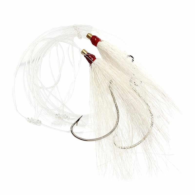 Tsunami Fluke Dual Bucktail Hi-Lo Rig White Bucktail