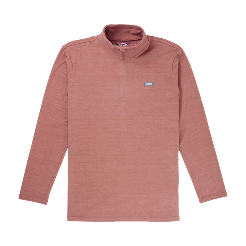 AFTCO Coastal Layer 1/4 Zip Redwater Heather Small