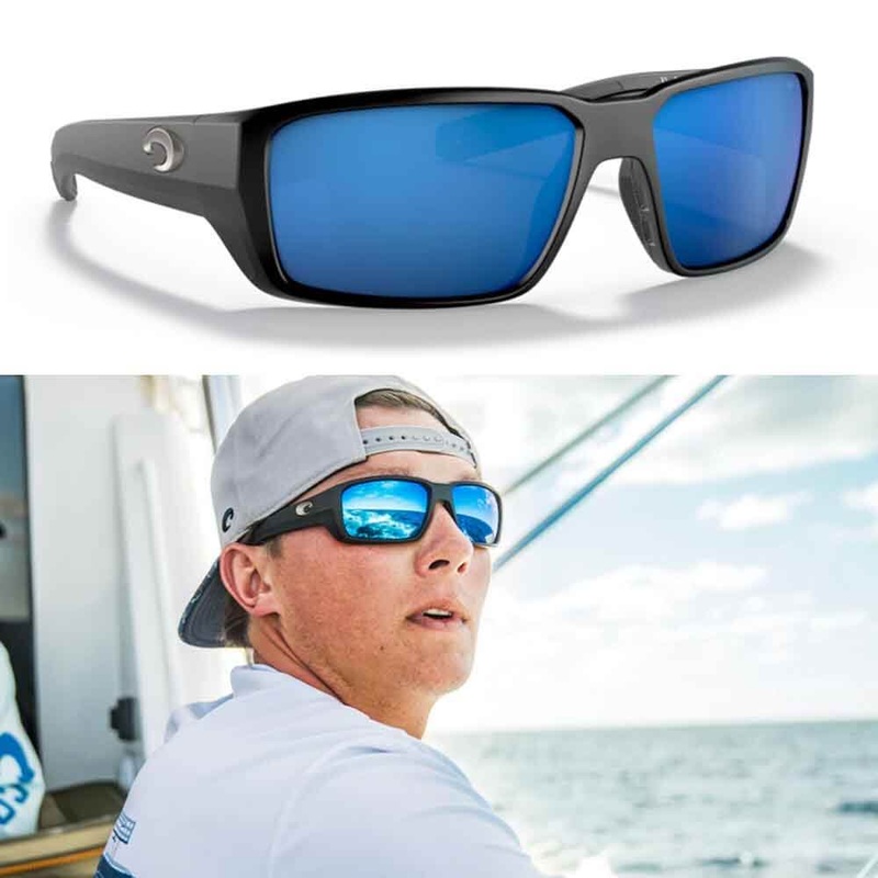 Costa Fantail Pro XL Matte Black Polarized Sunglasses 580G BLUE MIRROR