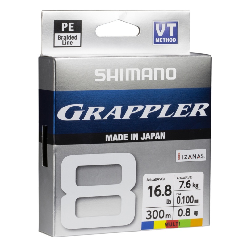 Shimano Grappler Multi Colour Premium PE Braid 300M PE 0.8 / 16.8LB MULTI COLOUR