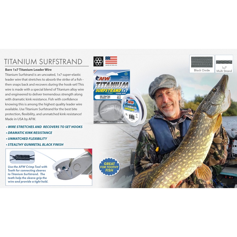 AFW Titanium Surfstrand 1×7 30lb And 50lb 50LB Per Foot
