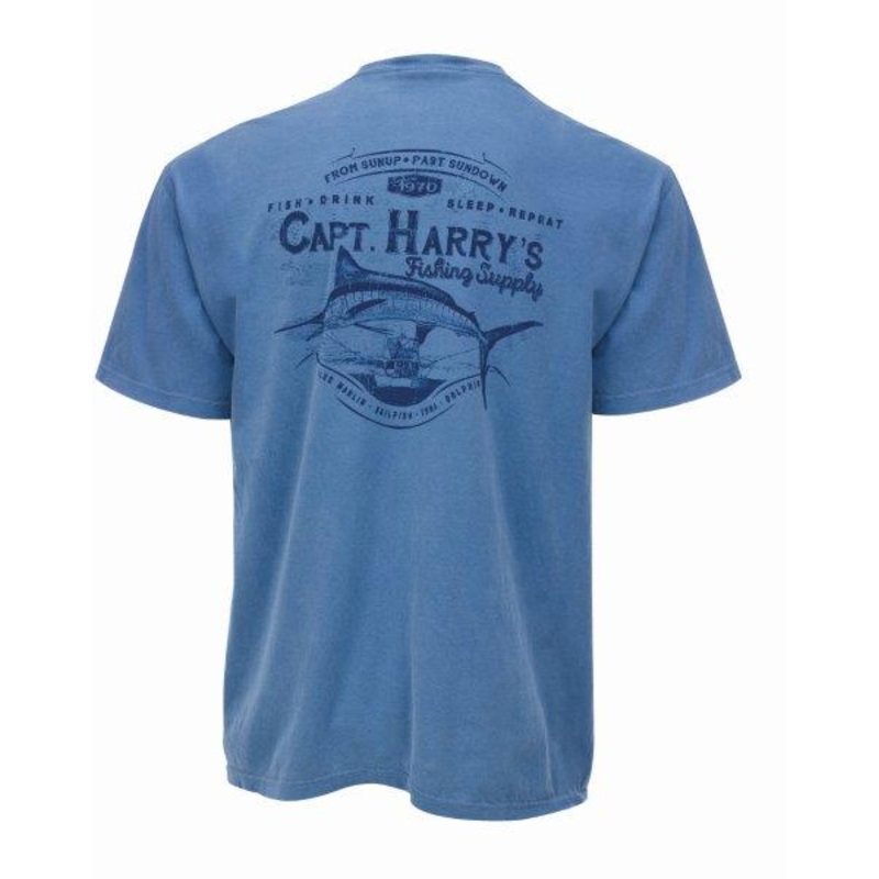Capt. Harry’s Burly Marlin Short Sleeve T-Shirt in Blue Jean SMALL
