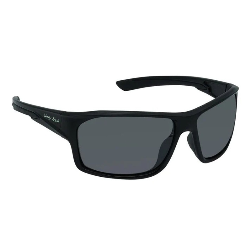 Ugly Fish PFN130 Recycled Fishing Net Wrap Polarised Sunglasses Matt Black Frame / Smoke