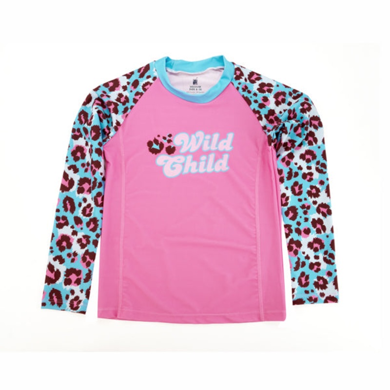 Juice Box Youth Girls Rash Guard Swim Shirt – Wild Child Pink Small 6-7