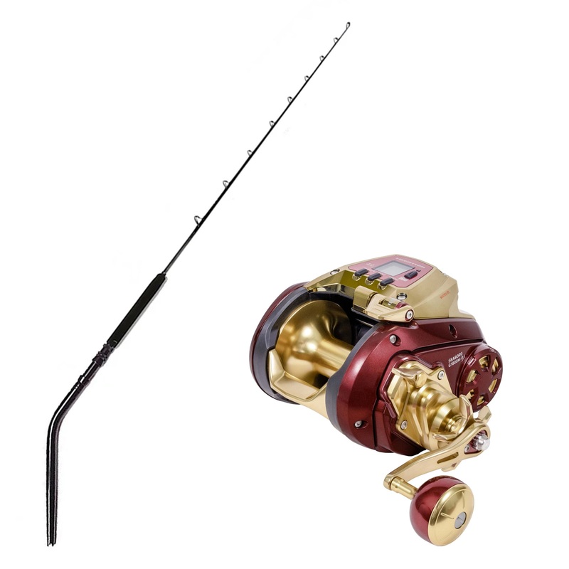 Daiwa Seaborg Dendoh Reel G1800M-RJ with CHAOS SW 80-100 6FT Full Curve Butt Rod Combo Blackout