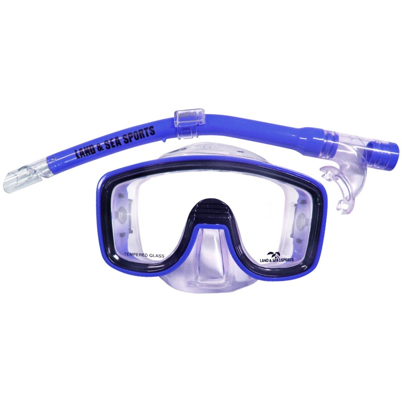 Land and Sea Kids Junior Lagoon Black Mask Snorkel Set Cobalt