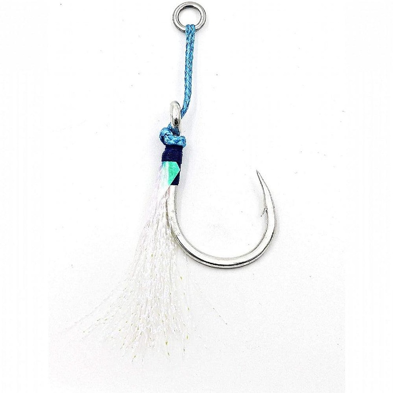 Mustad Ocean Camo Assist Rig, Blue with Flash & Ring -10881NP-DT – 3PK 11/0
