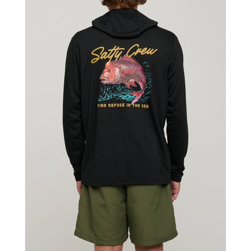 Salty Crew Snapper Hood Sunshirt Black M