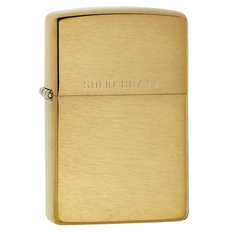 POCKET LIGHTER – ZIPPO – Solid Brass Engraved, Brushed Brass Finish, Genuine Windproof Lighter #204