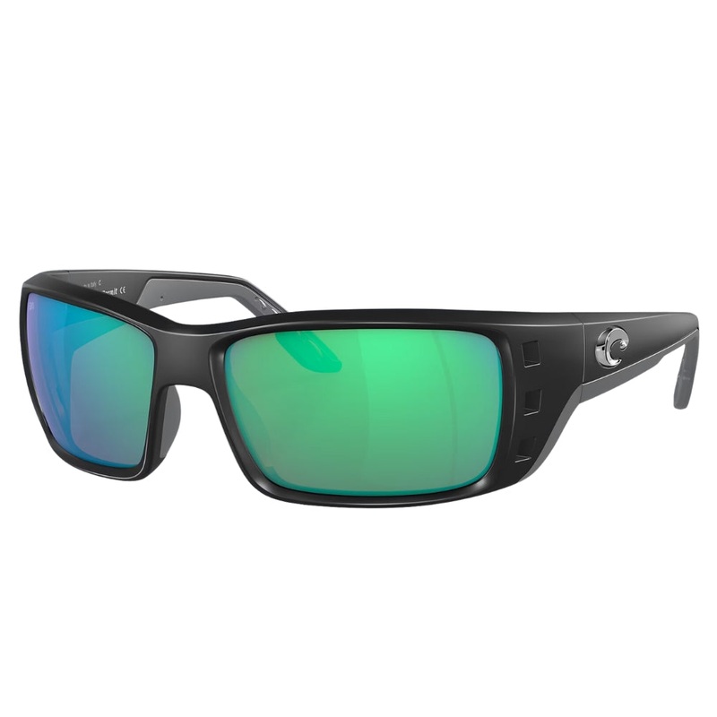 Costa Permit Polarised Glass Sunglasses Matte Black Frame / Green Mirror Lens