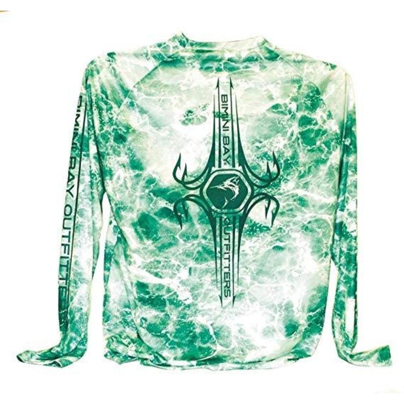 Bimini Bay Mens Sea Hook Long Sleeve Shirt Turquoise Medium