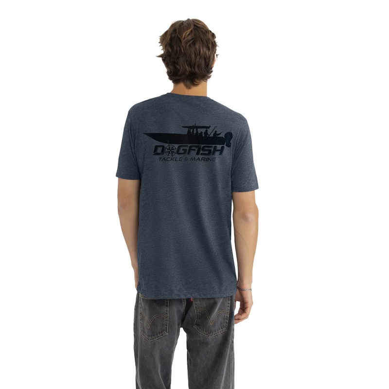 Dogfish Short Sleeve T-Shirt Center Console Logo Denim Small