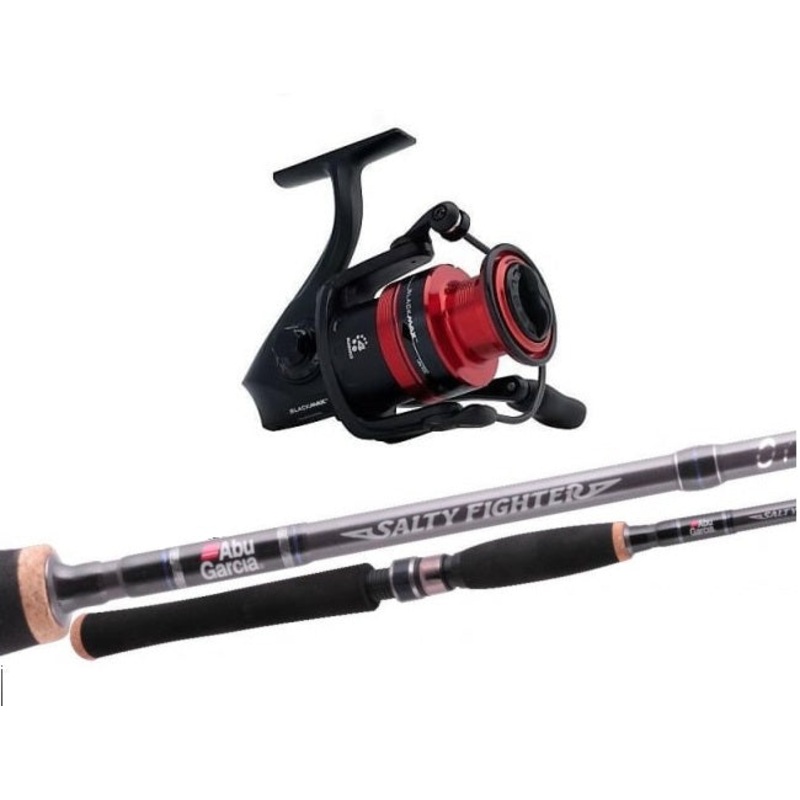 Abu Garcia Salty Fighter Rod and Black Max Reel Spinning Combo – Fully Spooled with Braid 6ft6 20
