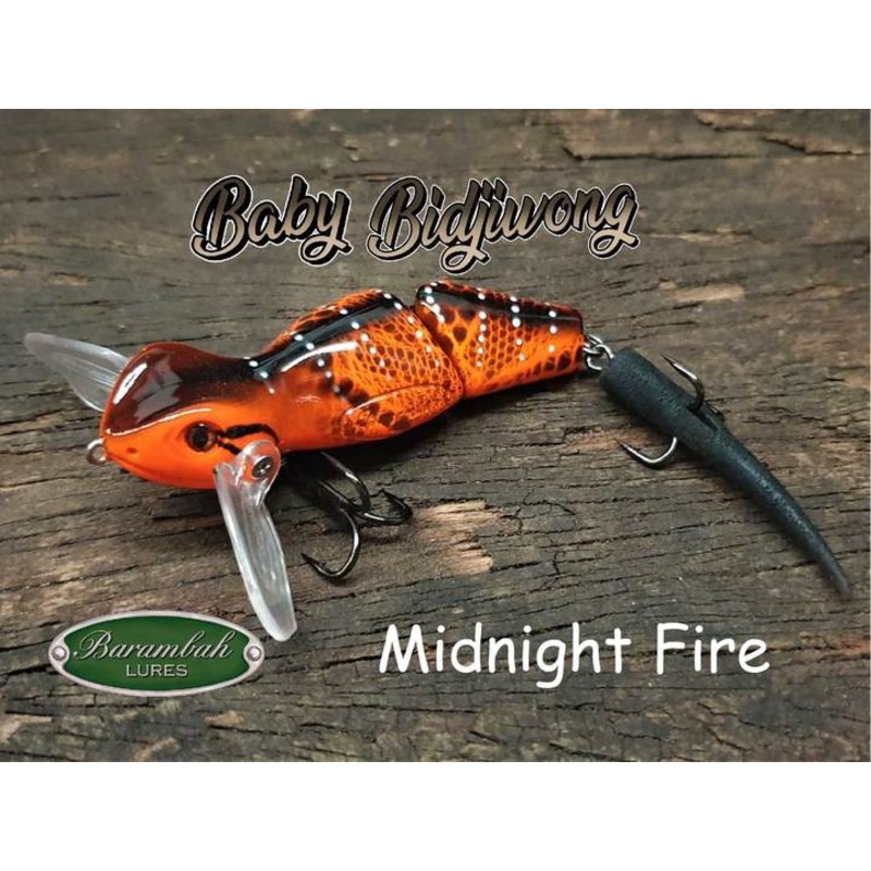 Barambah Baby Bidjiwong 145mm Lizard Surface Walker Cod Lure Mega Clearance Midnight Fire