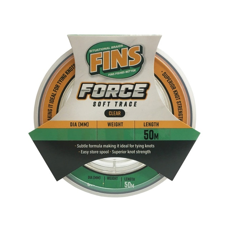 Fins Force Supple Soft Trace Leader 50m 10lb
