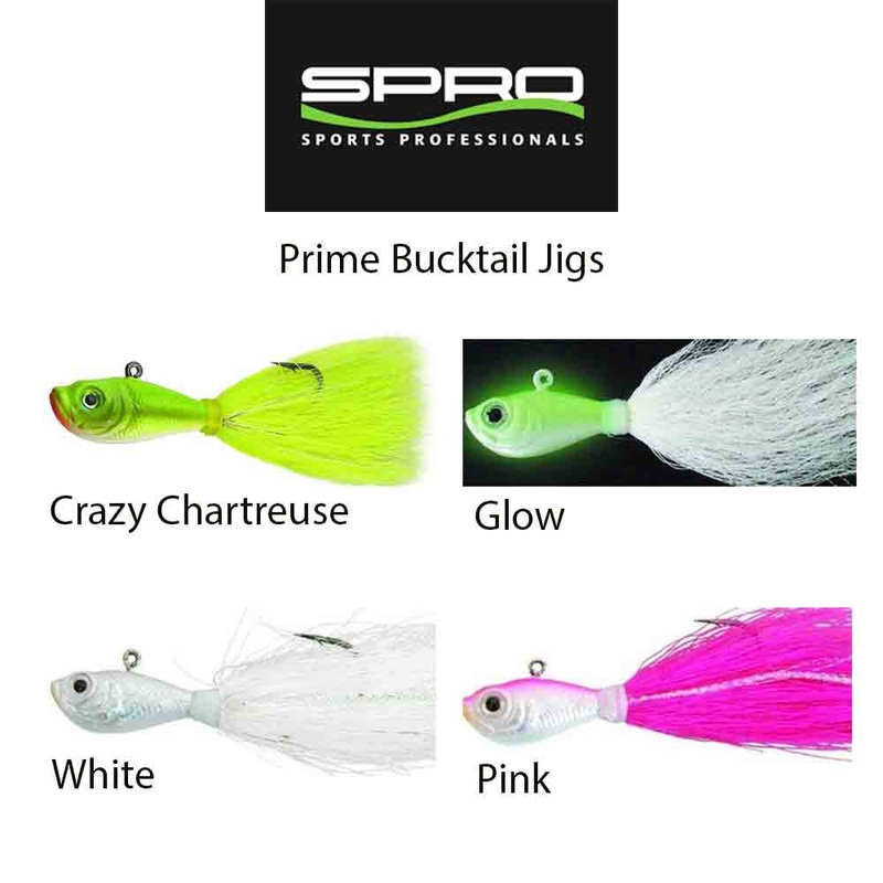 Spro 1oz Bucktail Jigs CHARTREUSE