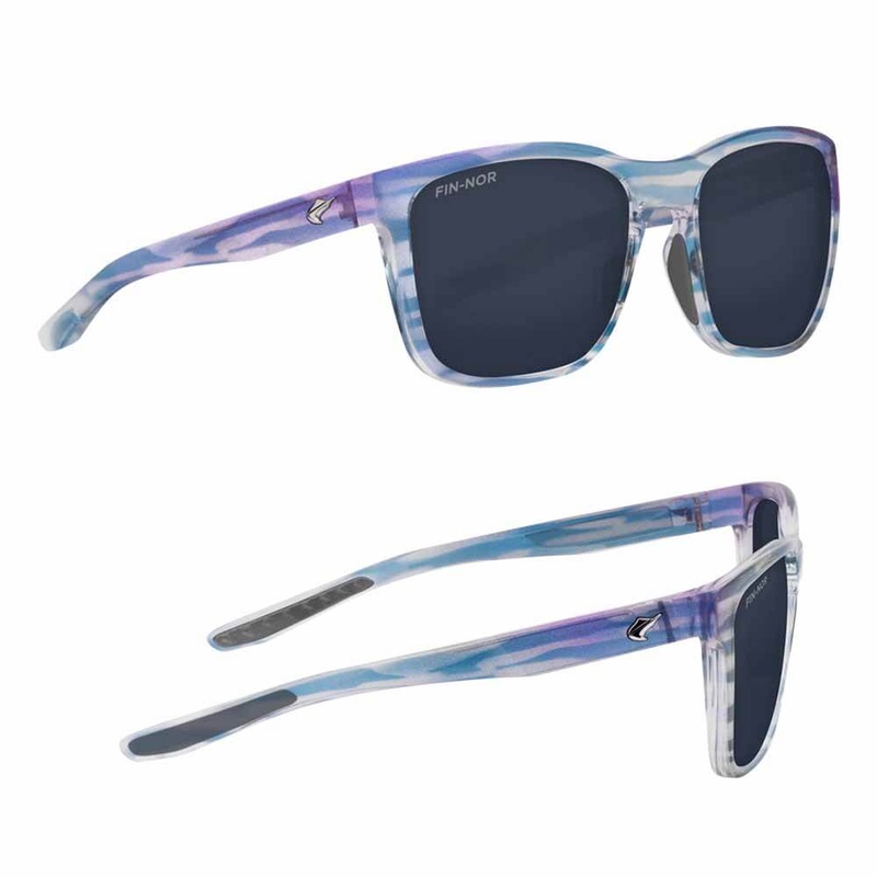 Fin-Nor Tilloo Sunglasses IRIDESCENT PEARL STRIPE FRAME/BLUE MIRROR GREY POLY LENS