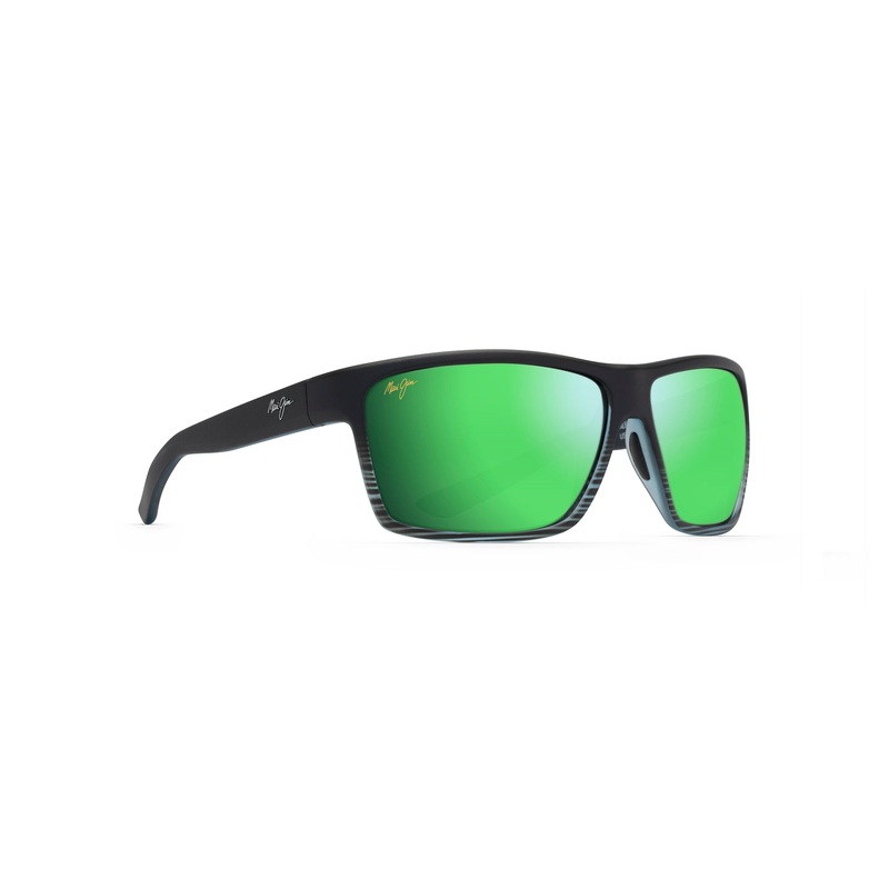 MAUI JIM MYMAUI Alenuihaha Sunglasses Black Stripe Brilliant | Green Mirror