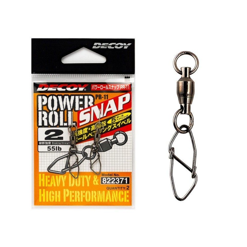 Emerillon  Agrafe Leurre Carnassier DECOY PR-11 Powerroll Snap (sachet) #0 – 33lbs – 2pcs
